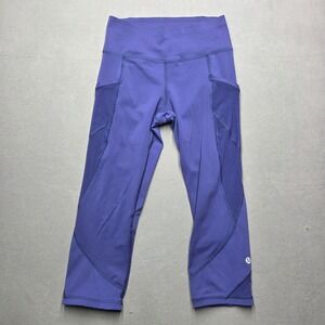 Lululemon Purple Mesh Panel High Rise Crop Leggings with Pockets Size 6